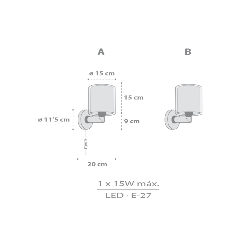Dalber 41769E - Wandlamp voor kinderen KAWAII FRIENDS 1xE27/15W/230V grijs