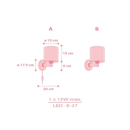 Dalber 41769S - Kinderwandlamp KAWAII FRIENDS 1xE27/15W/230V roze