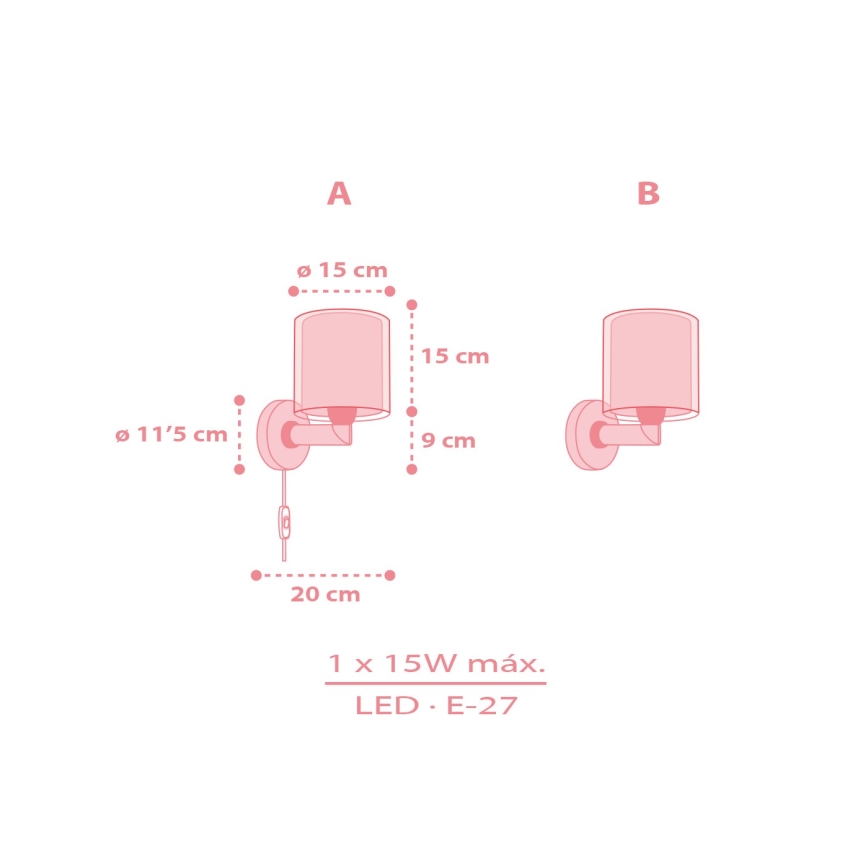 Dalber 41769S - Kinderwandlamp KAWAII FRIENDS 1xE27/15W/230V roze