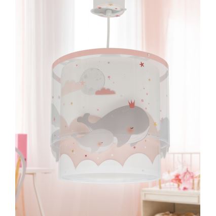 Dalber 61172S - Hanglamp voor kinderen WHALE DREAMS 1xE27/15W/230V roze