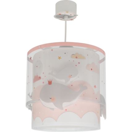 Dalber 61172S - Hanglamp voor kinderen WHALE DREAMS 1xE27/15W/230V roze