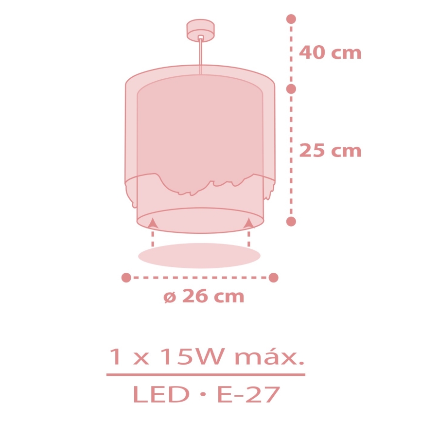 Dalber 61172S - Hanglamp voor kinderen WHALE DREAMS 1xE27/15W/230V roze
