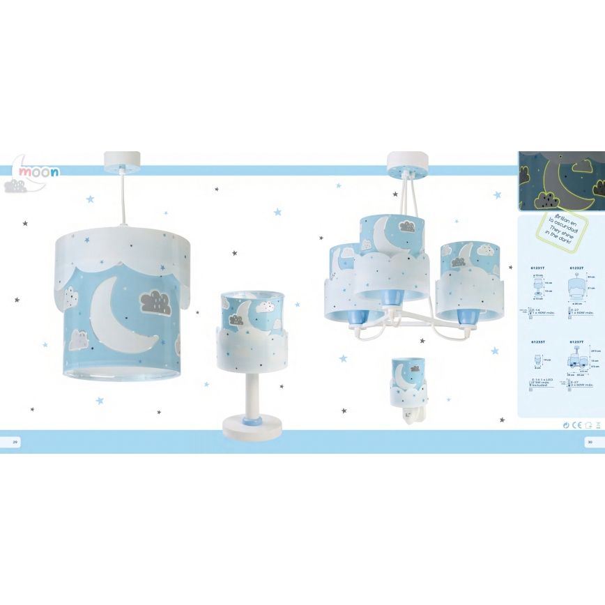 Dalber 61232T - Kinderhanglamp MOON 1xE27/60W/230V