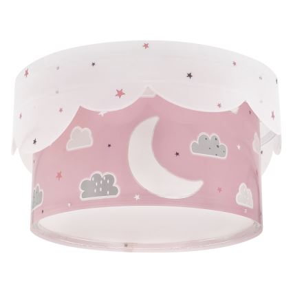 Dalber 61236S - Plafonnier enfant MOON 2xE27/60W/230V rose