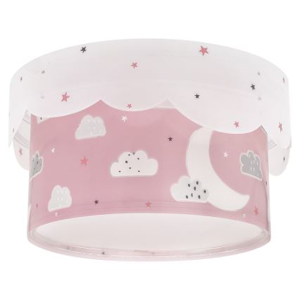 Dalber 61236S - Plafonnier enfant MOON 2xE27/60W/230V rose