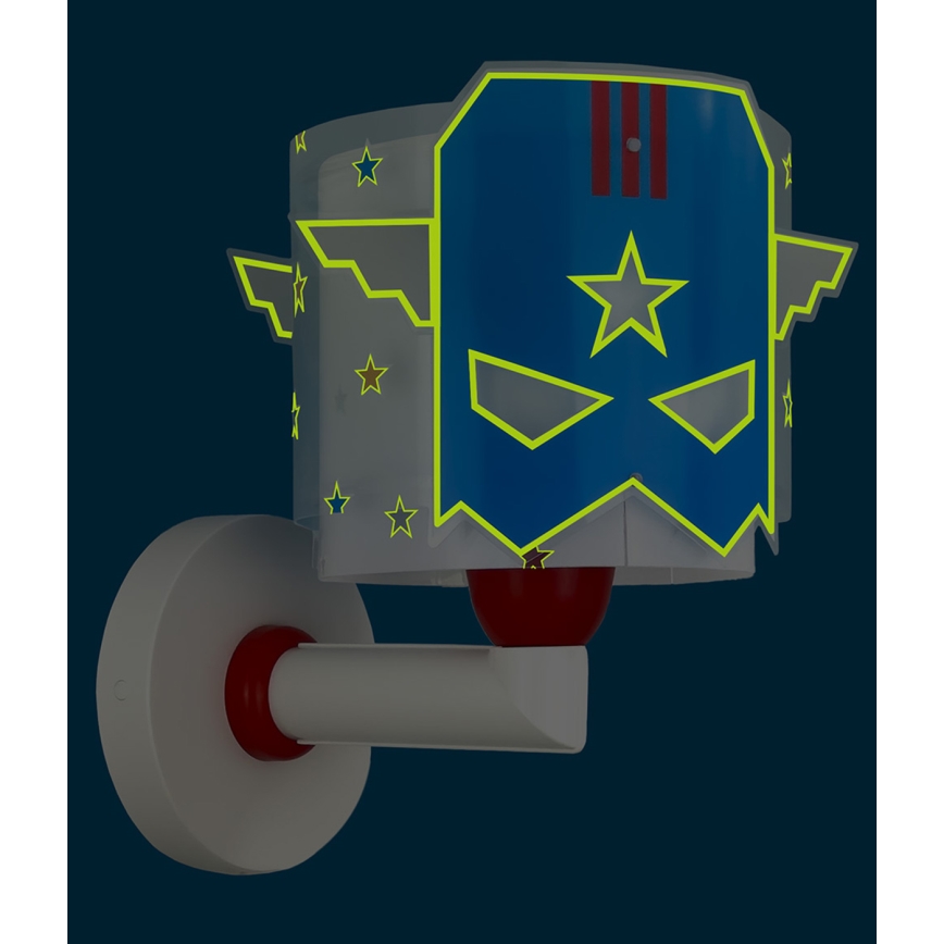 Dalber 61819 - Kinderwandlamp BLUE HERO 1xE27/15W/230V