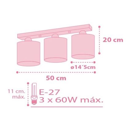 Dalber 62003S - Plafonnier enfant COLORS 3xE27/60W/230V