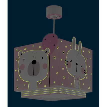 Dalber 63112S - Hanglamp voor Kinderen JUNGLE 1xE27/15W/230V roze