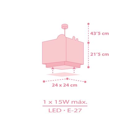 Dalber 63112S - Hanglamp voor Kinderen JUNGLE 1xE27/15W/230V roze