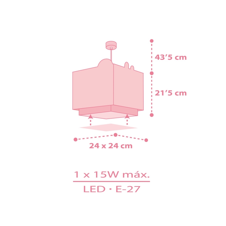 Dalber 63112S - Hanglamp voor Kinderen JUNGLE 1xE27/15W/230V roze