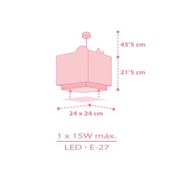Dalber 63112S - Hanglamp voor Kinderen JUNGLE 1xE27/60W/230V roze