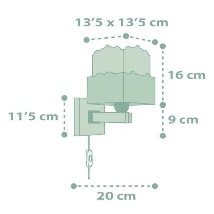 Dalber 63169H - Wand Lamp voor Kinderen PANDA 1xE27/60W/230V groen