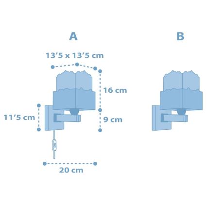 Dalber 63169T - Applique murale enfant PANDA 1xE27/60W/230V bleue