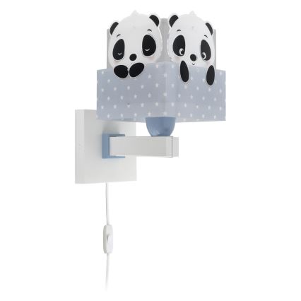 Dalber 63169T - Wand Lamp voor Kinderen PANDA 1xE27/60W/230V blauw