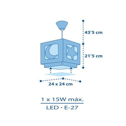 Dalber 63232T - Hanglamp voor kinderkamer MOON LIGHT 1x E27 / 60W / 230V