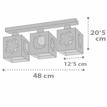 Dalber 63233NE - Plafonnier pour enfant MOONLIGHT 3xE27/60W/230V