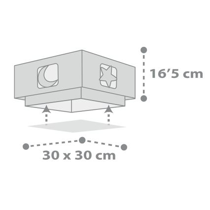 Dalber 63236E - Plafondlamp voor Kinderen MOONLIGHT 2xE27/60W/230V grijs