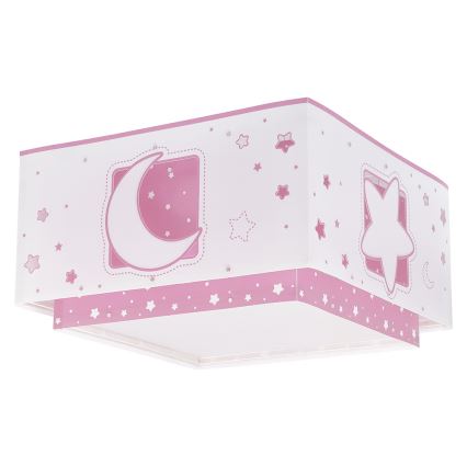 Dalber 63236S - Plafondlamp voor Kinderen MOONLIGHT 2xE27/60W/230V roze