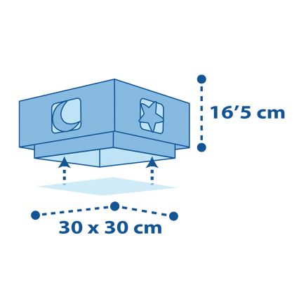 Dalber 63236T - Plafonnier enfant MOONLIGHT 2xE27/60W/230V bleu