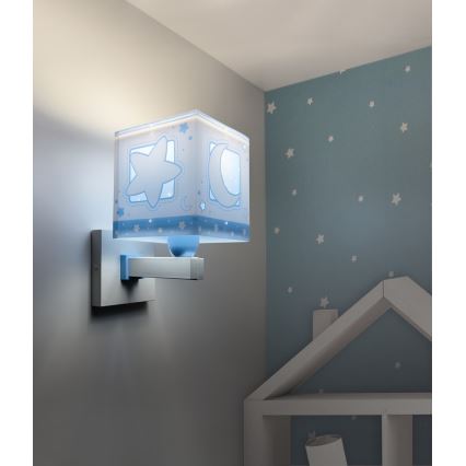 Dalber 63239T - Wandlamp voor kinderen MOONLIGHT 1xE27/15W/230V blauw