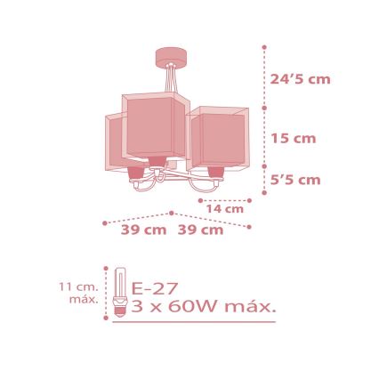 Dalber 63267S - Kinderhanglamp KOALA 3xE27/60W/230V