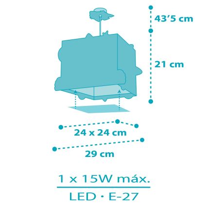 Dalber 63352 - Hanglamp voor kinderen ROCKET 1xE27/15W/230V