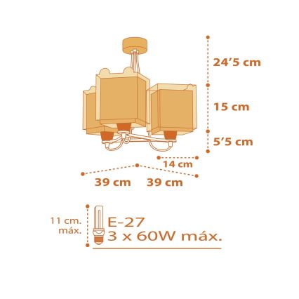 Dalber 64567 - Kinderhanglamp LITTLE TIGER 3xE27/60W/230V