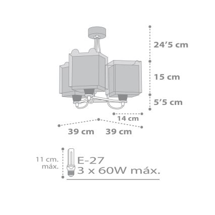 Dalber 64577 - Suspension pour enfant LITTLE TEDDY 3xE27/60W/230V