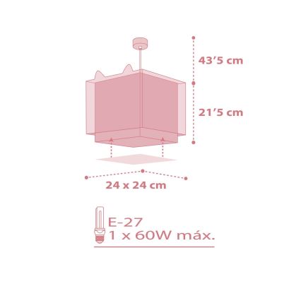 Dalber 64582 - Suspension pour enfant LITTLE FOX 1xE27/60W/230V