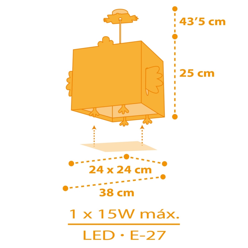 Dalber 64642 - Hanglamp voor kinderen LITTLE CHICKEN 1xE27/15W/230V
