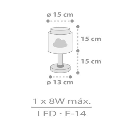 Dalber 76011E - Kleine kinderlamp BABY DREAMS 1xE14/8W/230V grijs