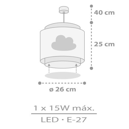 Dalber 76012E - Hanglamp voor kinderen BABY DREAMS 1xE27/15W/230V grijs