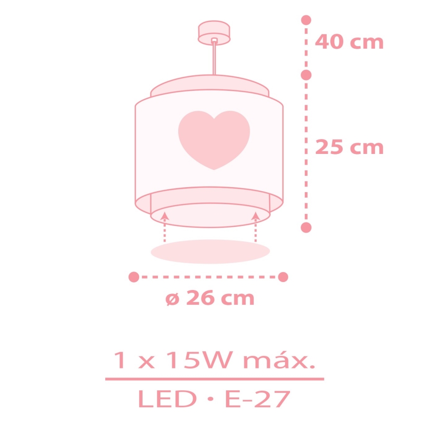 Dalber 76012S - Hanglamp voor kinderen BABY DREAMS 1xE27/15W/230V roze