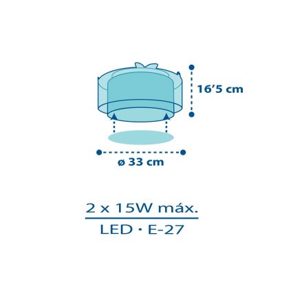 Dalber 76116 - Plafonnier enfant JUNGLE 2xE27/15W/230V
