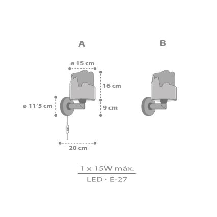 Dalber 76309 - Applique murale pour enfants SNOOPY 1xE27/15W/230V blanc/rouge