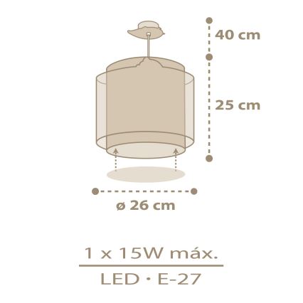 Dalber 76872 - Suspension pour enfant BABY CHICK 1xE27/15W/230V