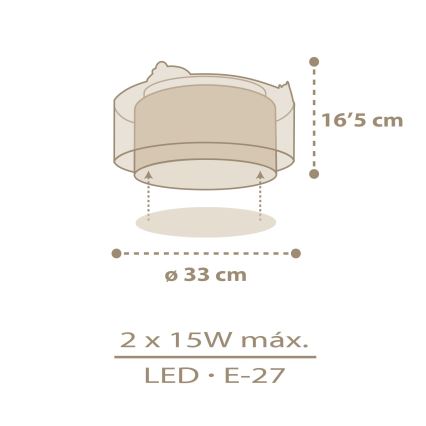 Dalber 76876 - Plafonnier enfant BABY CHICK 2xE27/15W/230V