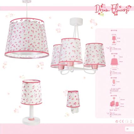 Dalber 81172S - Kinderhanglamp DREAM FLOWERS 1xE27/60W/230V