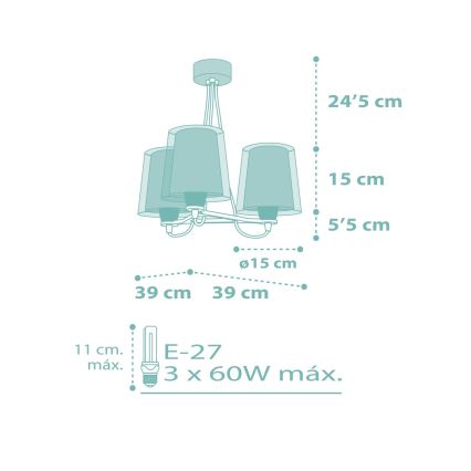 Dalber 81177H - Suspension pour enfant DREAM FLOWERS 3xE27/60W/230V