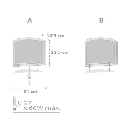 Dalber 81198E - Applique murale pour enfant LIGHT FEELING 1xE27/60W/230V