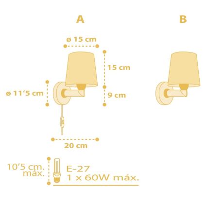 Dalber 82219A - Applique murale enfant STAR LIGHT 1xE27/60W/230V jaune