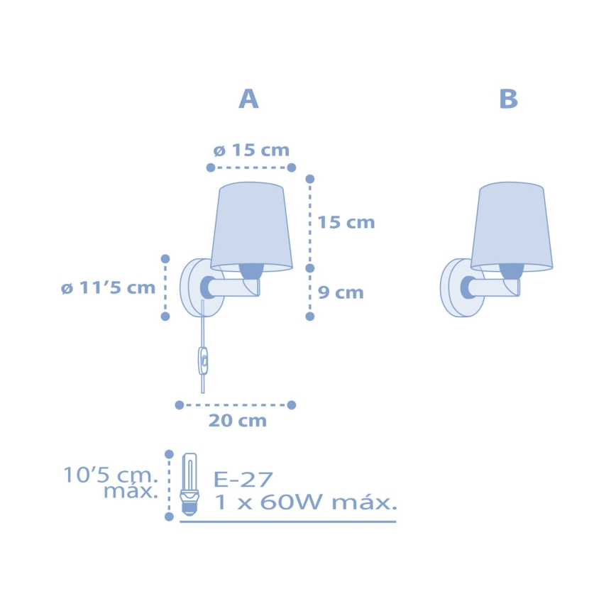 Dalber 82219T - Wand Lamp voor Kinderen STAR LIGHT 1xE27/60W/230V blauw