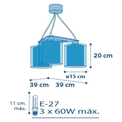 Dalber D-41344 - Hanglamp kinderkamer PLANETS 3xE27/60W/230V