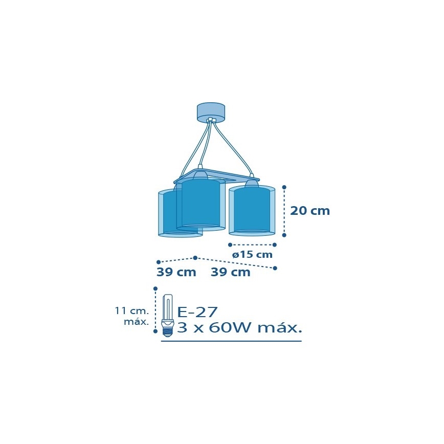 Dalber D-41344 - Hanglamp kinderkamer PLANETS 3xE27/60W/230V