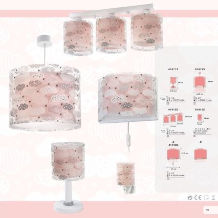 Dalber D-41412S - Lustre enfant CLOUDS 1xE27/60W/230V