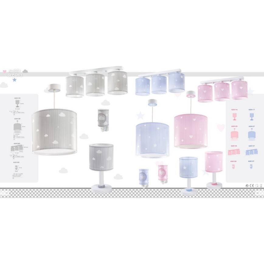Dalber D-62012E - Hanglamp kinderkamer SWEET DREAM 1xE27/60W/230V