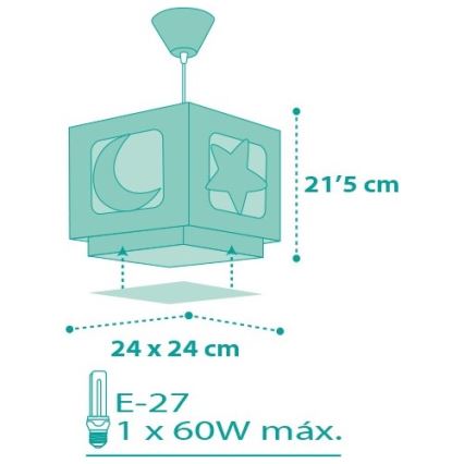 Dalber D-63232H - Hanglamp kinderkamer MOONLIGHT 1xE27/60W/230V