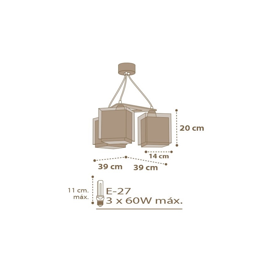 Dalber D-63394 - Hanglamp kinderkamer GOOD NIGHT 3xE27/60W/230V