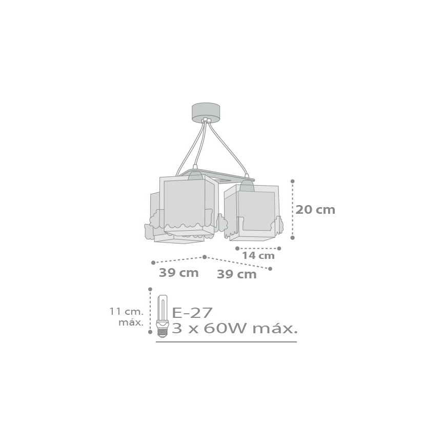 Dalber D-63534 - Hanglamp kinderkamer TRAIN 3xE27/60W/230V