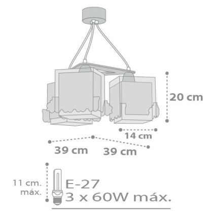 Dalber D-63534 - Suspension pour enfant TRAIN 3xE27/60W/230V